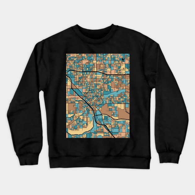 Modesto Map Pattern in Mid Century Pastel Crewneck Sweatshirt by PatternMaps